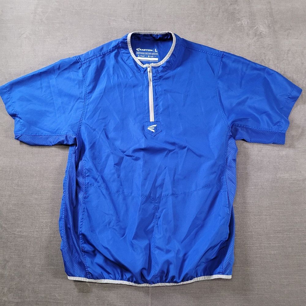 Easton 1/4 Zip Windbreaker Short Sleeve Pockets Blue Mens Size Large